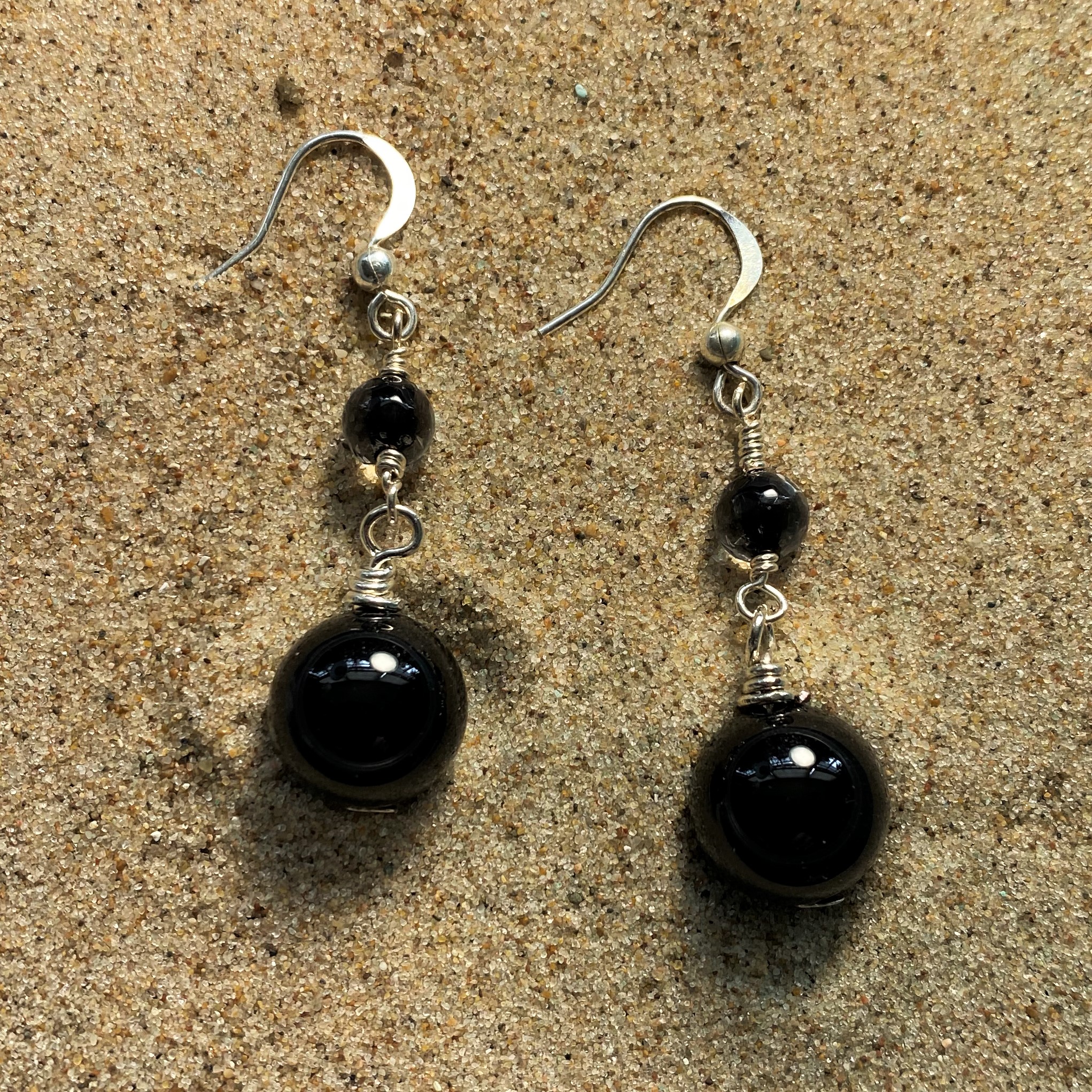 Black Globe Earrings