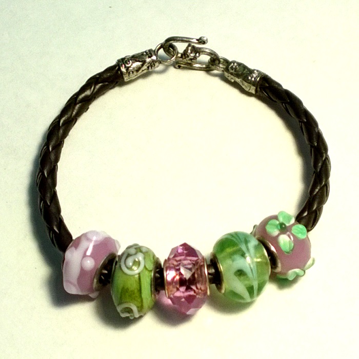 Leather & Lampwork Bracelet