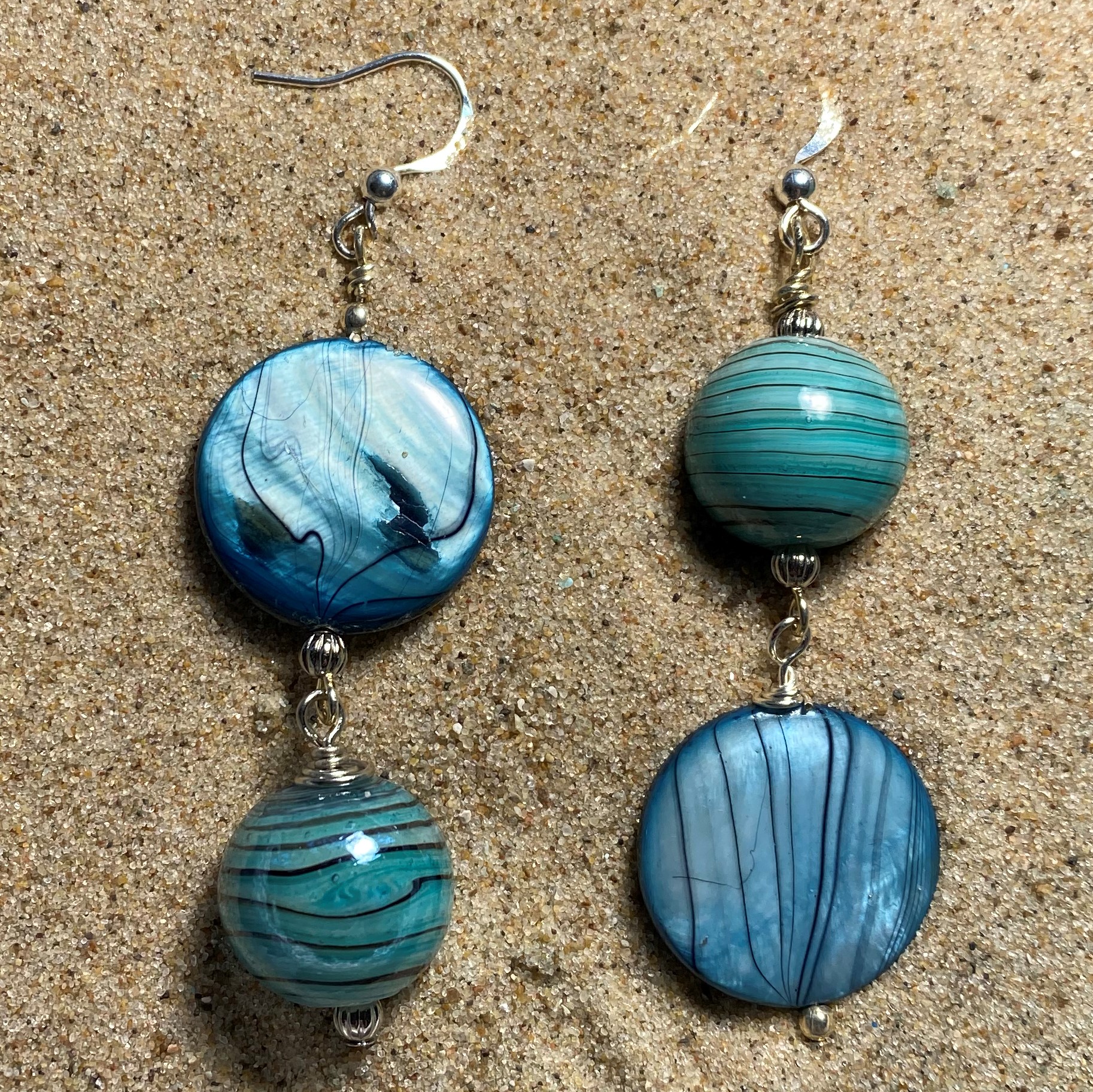 Rivershell Coin & Sphere Earrings