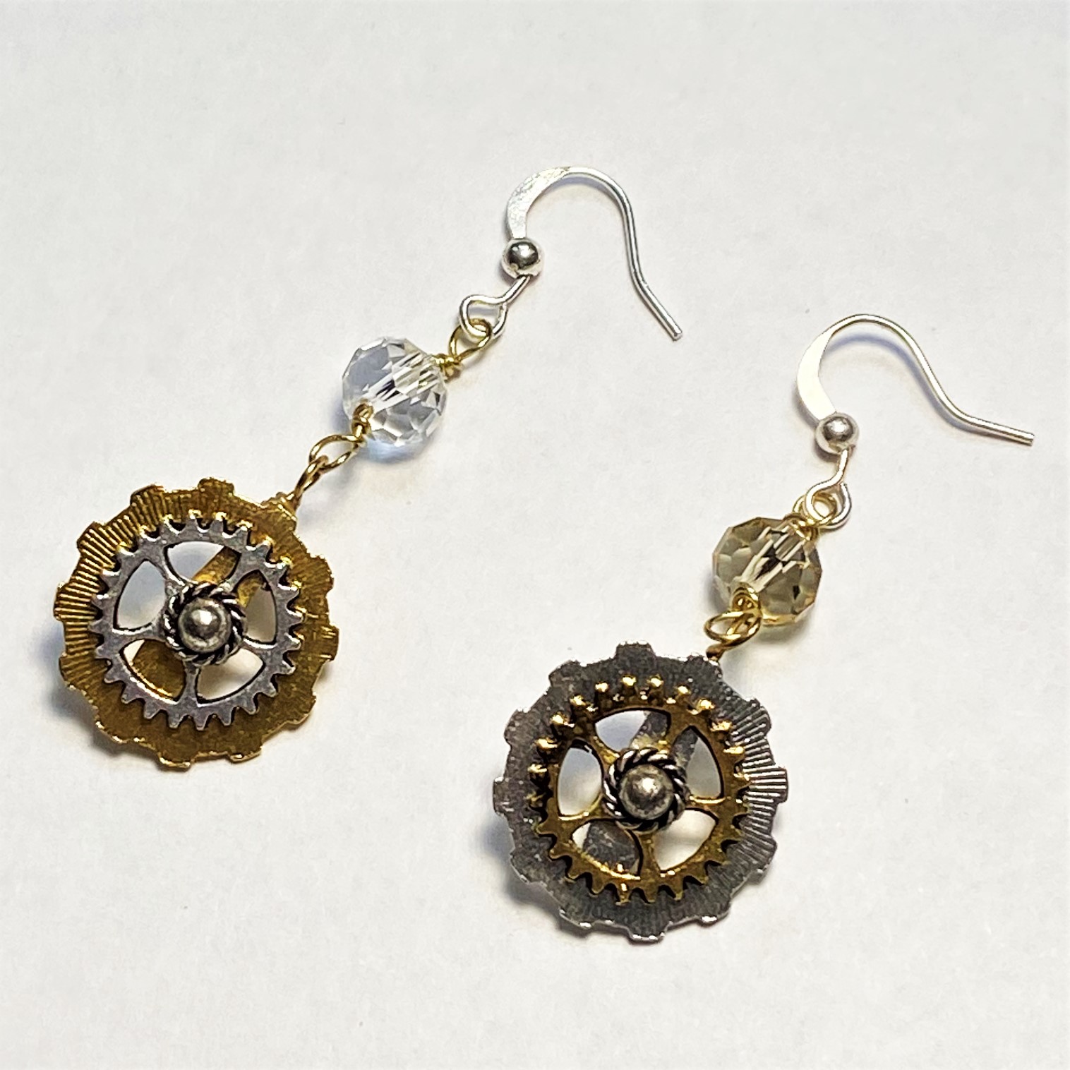 Silver & Brass Sprocket Earrings